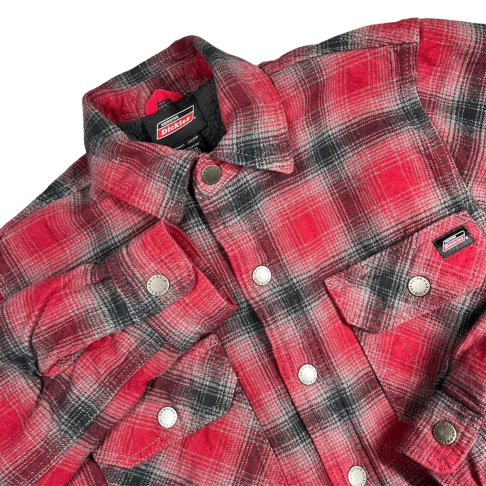 Dickies Sherpa Lined Heavyweight Flannel Work Shirt Men's Small Plaid Outdoors